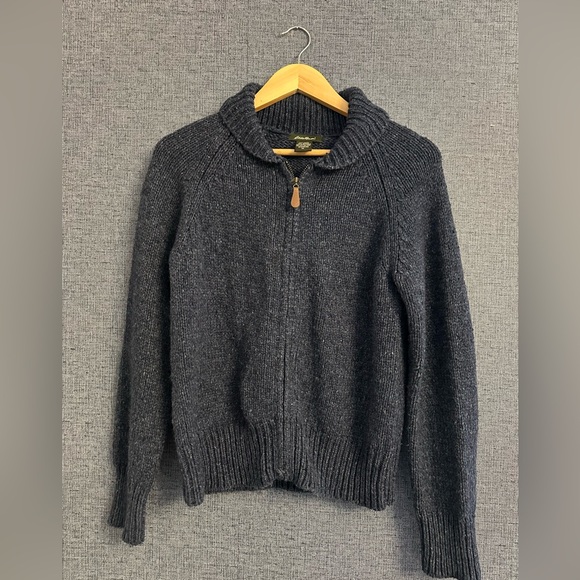 Eddie Bauer Sweaters - Vintage Wool Blue Eddie Bauer Women's Zip Sweater Size M